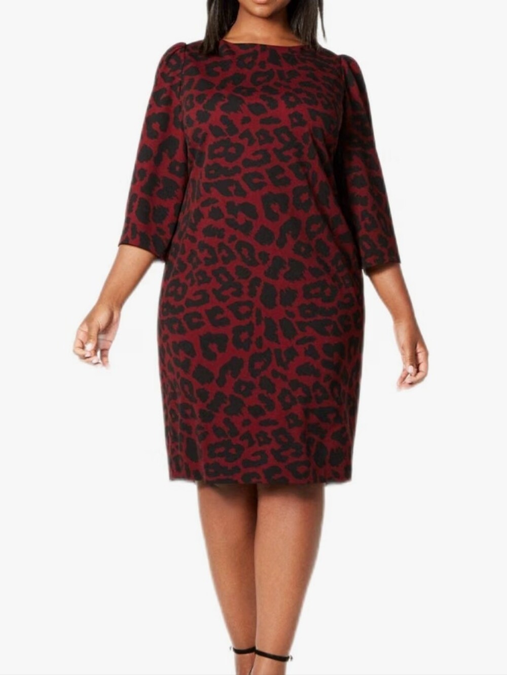 Calvin Klein Plus-Size Red Leopard Print Sheath Dress
